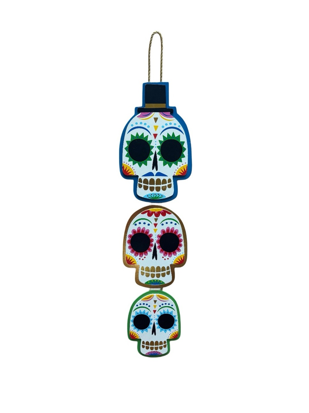 Day of the Dead Triple Sugar Skull Hanging Decor - Multicolor